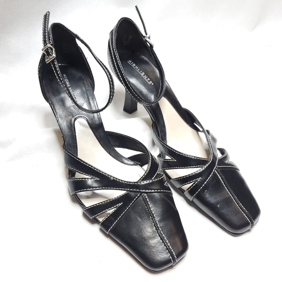Highlights Black Size 9 Squared Toe Strappy Heels - Picture 2 of 10